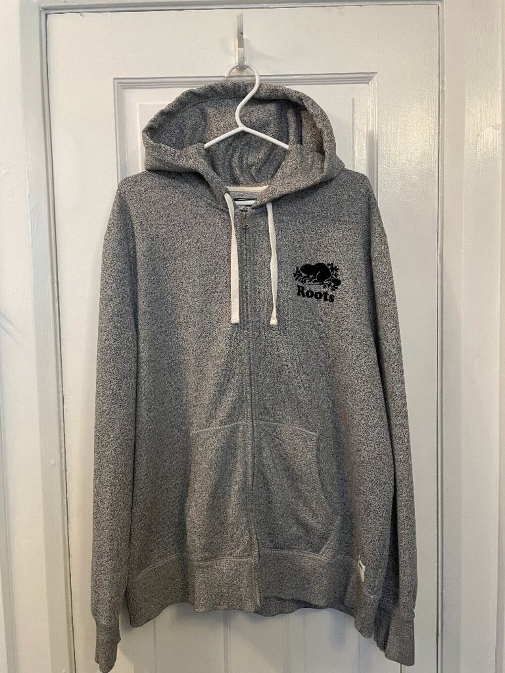 Roots Original Organic Grey Salt and Pepper Full-Zip Hoodie Size XL